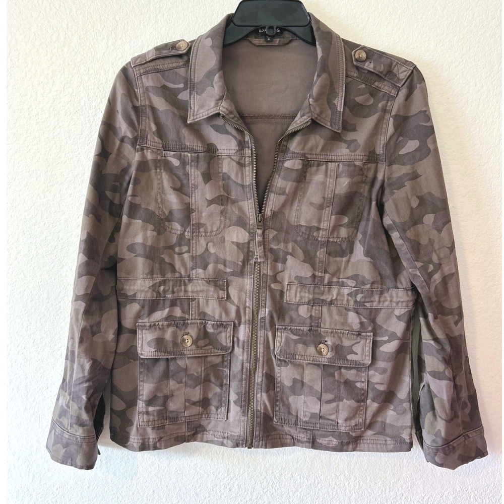 Express Camo Utility Moto Streetwear Grunge Jacket SZ M